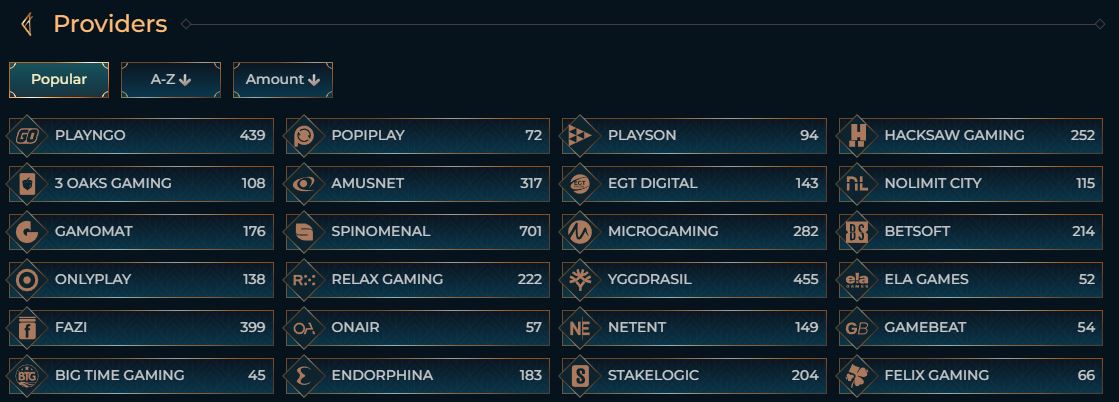 Search games from top providers at MonsterWin Casino