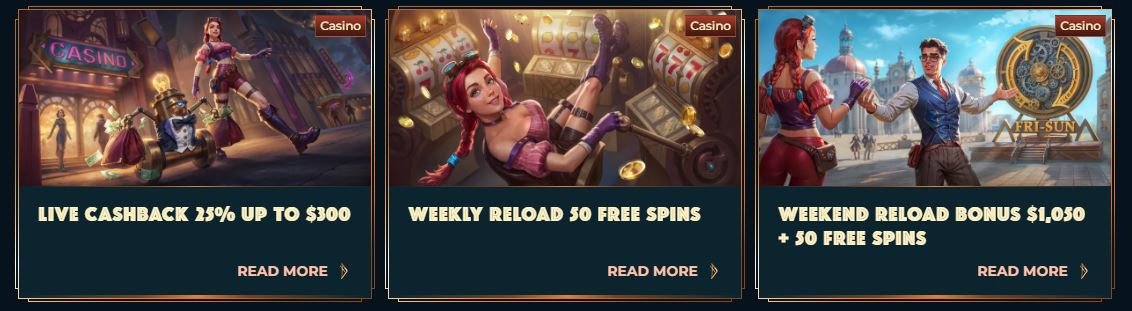 Visit promotions page for cashback and reload bonuses