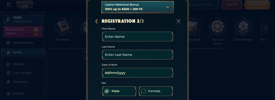 Fill personal registration form