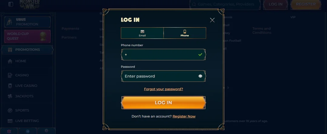 Log in via phone.