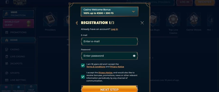 Register and claim bonus.